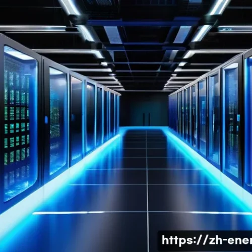 친환경 냉각 시스템 - A futuristic data center interior showcasing an advanced liquid cooling system with sleek pipes carr...